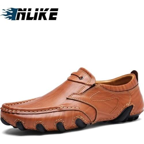 Inlike Cow Genuine Leather Slip-On &Loafers Fashion Casual Shoes For Men Driving Shoe