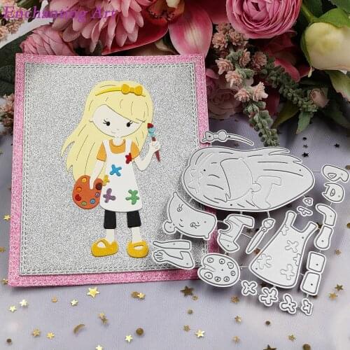 Little Painter Boy And Girl Metal Cutting Dies 2021 Stencils for DIY Scrapbooking/Photo Album Decorative Embossing Paper Card
