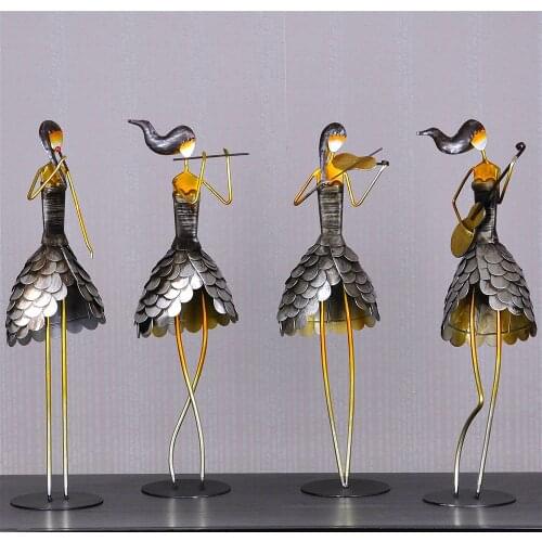 Metal female band figure statue indoor sculpture metal toy Figurine display crafts collection statue Halloween Easter Wedding