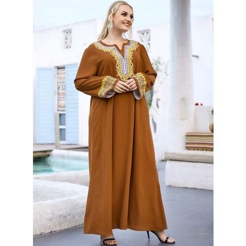 2021 Muslim Abaya Dubai Turkey Indian Dress Women Vintage Islamic Clothing Fashion Long Sleeve Casual Loose Ladies Party Gown