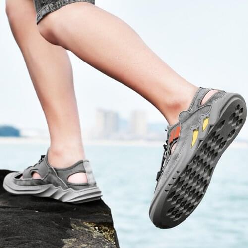 Sandalia Masculina Sandals Men Beach Sandalias Cuero Hombre Summer For Zandalias Slippers Deportivas Sandalen Herren Safety