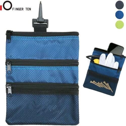 New Upgrade Multi Pocket Golf Tee Pouch with Zipper and Clip Hook to Bags Durable Nylon Valuables Holder for Men Women