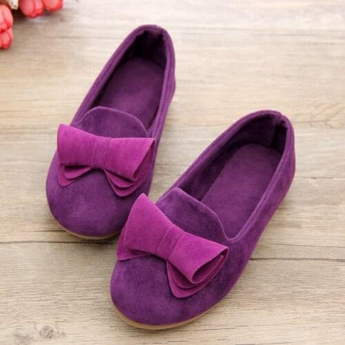 2020new childrens shoes girl big bowknot suede candy color female princess shoes casual shoes size 21-36