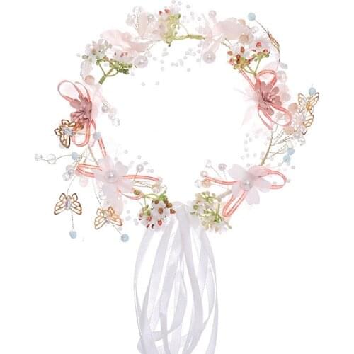 New The Europe and The United States Beam Simple Wedding Bridal Accessories Butterfly Flower Fairy Wreath Headband LXH