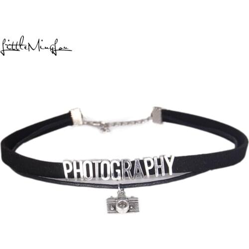 Little Minglou fashion photography Choker Necklace Charm Pendant Velvet handmade Collar Jewelry choker for women Collares Mujer