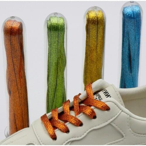 7MM Metallic Yarn Flat Laces Durable Material Making Pretty&Gorgeous Lady Boot Easy Lacets Zapatillas Mujer