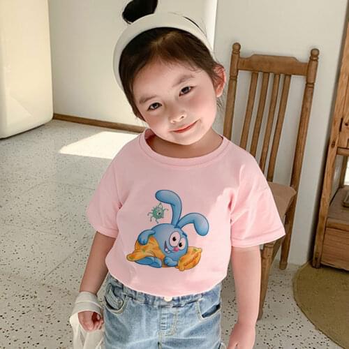 Short Sleeve Funny Anime Smeshariki Casual Tshirt Kawaii Cartoon T Shirt For Kids Summer Top Tees Boys Girls Children Clothing
