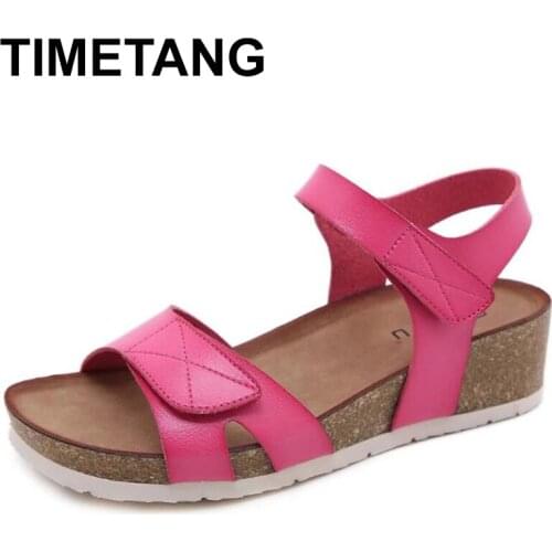 TIMETANGFashion Women Sandals Summer Wedges Cork Sandals Platform Heel Ladies Pumps Slip On Casual Women' Sandalias Female Shoes
