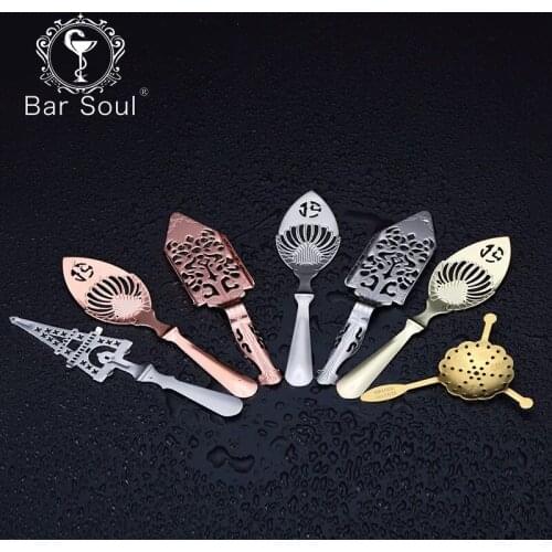 Bar Soul Absinth Spoons Stainless Steel Bitter Scoop Cocktail Bar Utensils Strainer Filter Professional Bartender Tools