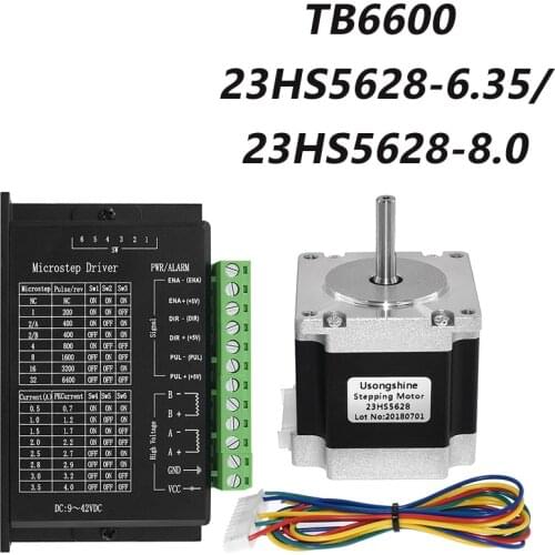 23HS5628 4-Lead Nema 23 Stepper Motor 57 Motor 165 Oz-in 56mm 2.8A 6.35mm/8mm TB6600 for CNC Laser and 3D Printer Part