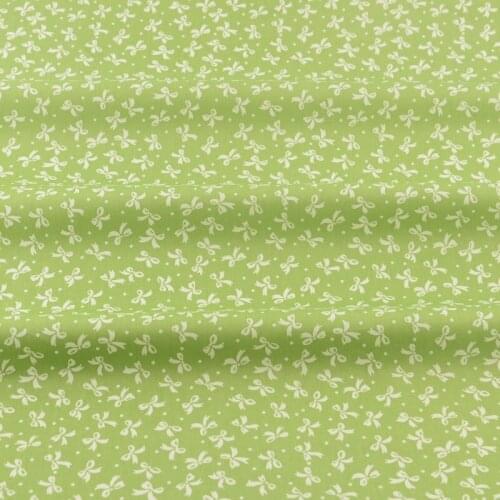 Sewing Cloth 100% Cotton Green Fabric Beige Bows Designs Quilting Patchwork Home Textile Decoration Twill Bedding Scrapbooking