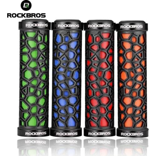 ROCKBROS Bicycle Grips Handlebar Covers Shockproof Grids Design Double Lock Bike Cuffs BMX MTB Handlebar Grips Bike Accessories
