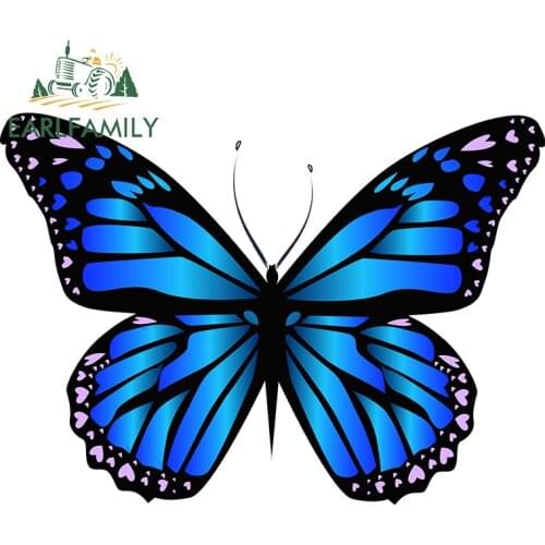 EARLFAMILY 13cm x 9.6cm for Butterfly Blue Purple Decal Trunk Vinyl Car Stickers Surfboard Windows Waterproof Car Door Protector