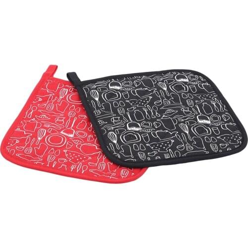 1 Piece Cute Non-slip Black Red Cotton Nordic Kitchen Cooking Microwave Baking BBQ Potholders
