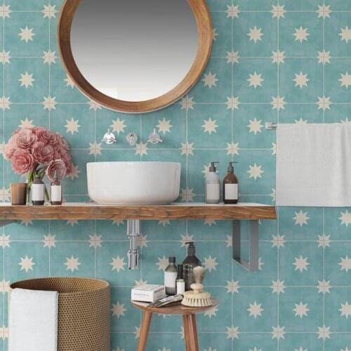 10/15/20/30cm Morocco Style Colorful Retro Tiles Wall Sticker Art Mural Bathroom Waist Line PVC Wall Decals