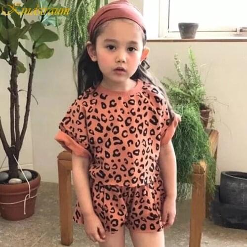 2020 Summer Baby Girl Clothes Kindstraum Sets Leopard Print Tops+Shorts 2 Piece Set Toddler Kids Girls Sets Girl Suit DC053