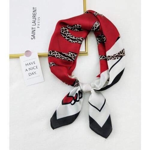 2021 Women Multifunction Polyester Silk Scarf Sexy Love Hearts Printed Casual Satin Small Square Wraps Head Scarves hijab 70cm