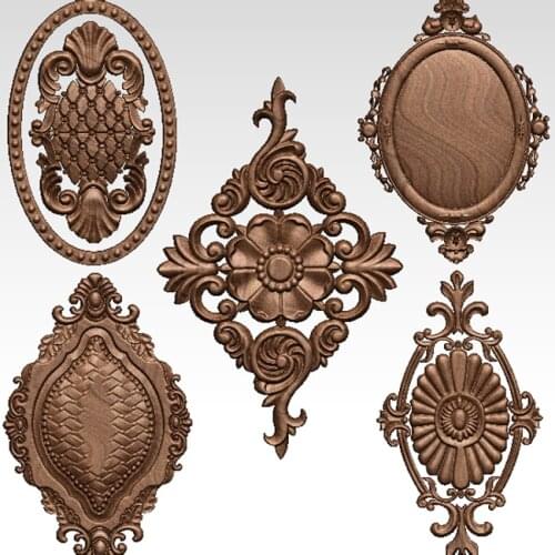 5pcs 3d model relief for cnc or 3D printers in STL file Carving pattern furniture diy Classical mirror model