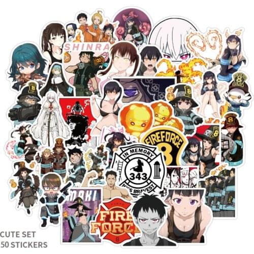 50pcs Anime Fire Force Sticker Shinra Kusakabe Stickers Waterproof Graffiti Skateboard Sticker For Laptop Notebook Computer Cars