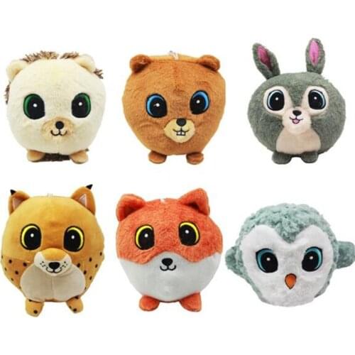 6 pcs/lot 18cm Poland with Numbers Game Bear Hedgehog Leopard Bear Plush Leopard Fox Owl round Animal Toy