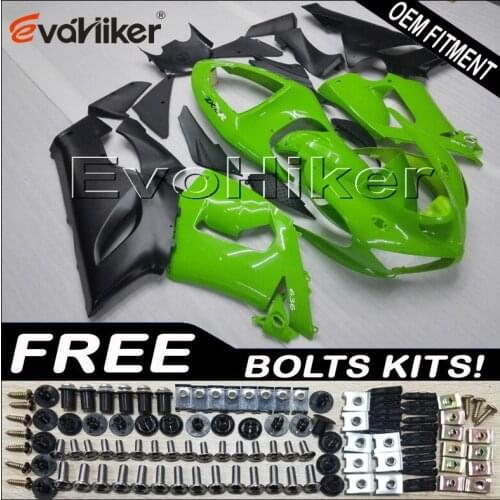 ABS Plastic Bodywork Set for ZX6R 2005 2006 ZX 6R 05 06 green black ABS plastic motor panels kit