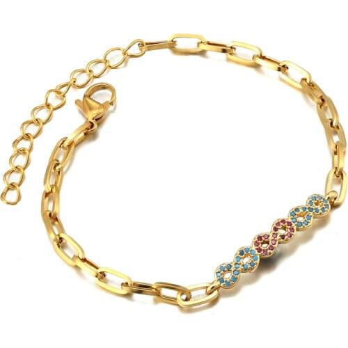 New Trendy 8 Words Bracelet CZ Beads Handmade Adjustable Bracelet for Women Stainless Steel Bracelet Party Wedding Jewelry Gifts