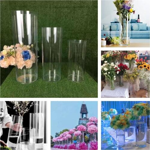 3PCS Acrylic Cylinder Pillar Plinth For Wedding Table Flower Centerpieces Birthday Party Stage Backdrops Plants Storage Vase