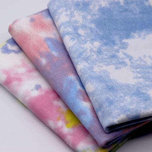 Color Jeans Fabric Tie Dyed Denim Indigo After Washed Fabrics Soft DIY Crafts Handmade Dress Coat Eco-friendly 50X150cm Telas