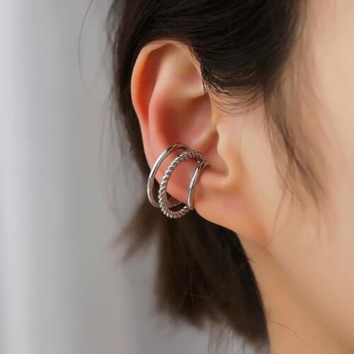 Cxwind New Arrival Simple Cross Line Ear Cuff Stackable C Shaped Ear Clips No Pierced Cartilage Earring for Women Earcuffs