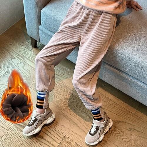 Teen Kids Pants for Girls Corduroy Pants 2020 Winter Fleece Thick Warm Kids Sport Pants School Children Trousers 10 12 13 14 Y