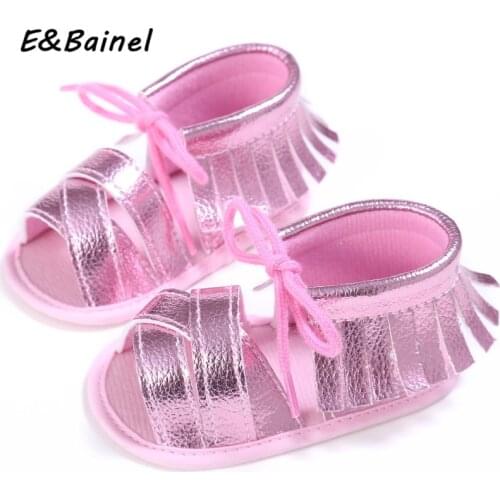 E&Bainel 2019 Baby Girl Summer Shoes PU Leather Toddler Newborn Baby Moccasins Shoes Tassel Soft Soled Crib First Walker