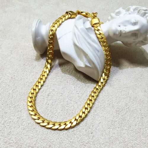 European and American style simple retro net red gold flat twist chain bloggers same temperament bracelet necklace jewelry