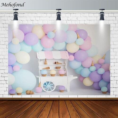 Mehofond Girl Birthday Party Cake Smash Backdrop Blue Pink Balloon Decor Photography Background Photo Studio Banner Photozone