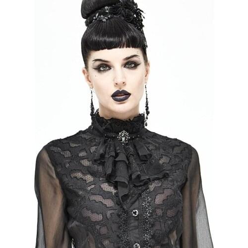 Gothic Gorgeous Mesh Lace Pattern Diamond Bow Tie Necktie Bib Snap Button Prom Banquet Clothing Accessories