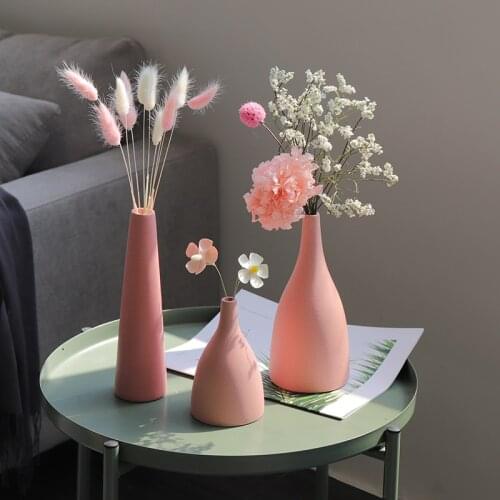 Ceramic small vase Nordic simple modern home living room narrow mouth creative desktop dried flower decoration