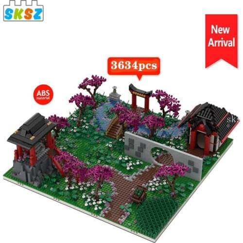 MOC Chinese 4-dimensional Courtyard Model Beijing Ancient Architecture Family Housing Sign Diy Building Blocks Kid Idea Toy Gift