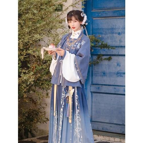 Chinese Traditional Hanfu Costume Women Ancient Tang Dynasty Princess Cosplay Costume Floral Embroidery Tang Suit Performance