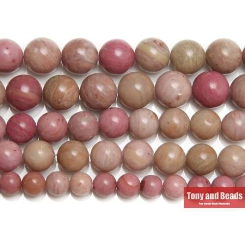 Natural Stone Grade AA Rhodonite Round Beads 15" Strand 4 6 8 10 12MM Pick Size For Jewelry Making No.AB15