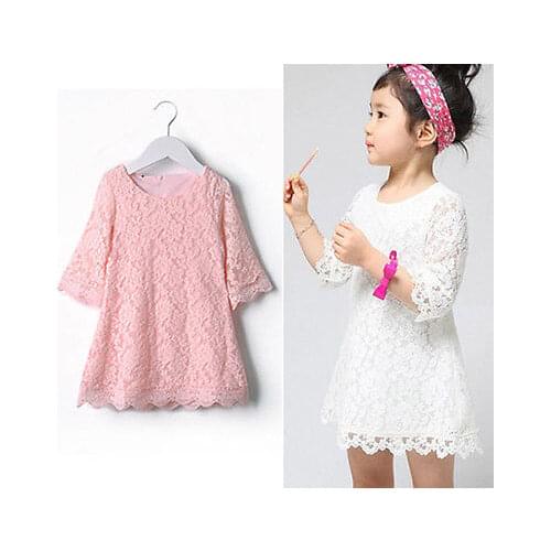 2016 new arrival Baby Girls Lace A-line Dresses Girls Kids Summer Dress One-piece Dress costume