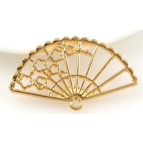 2PC Fashion Fan Gold Color Metal Hollow Star Shape Frame Pendant Charm Bezel Setting DIY Cabochon Setting UV Resin Charm