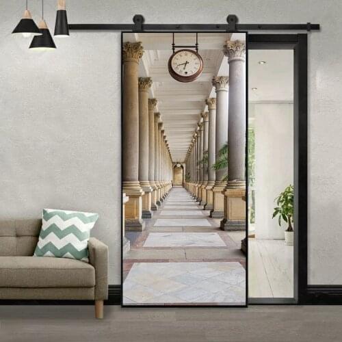 British Style Corridor DIY Door Stickers Home Decoration Wall Sticker Bedroom Kitchen Porch Art Mural Peel & Stick PVC Wallpaper