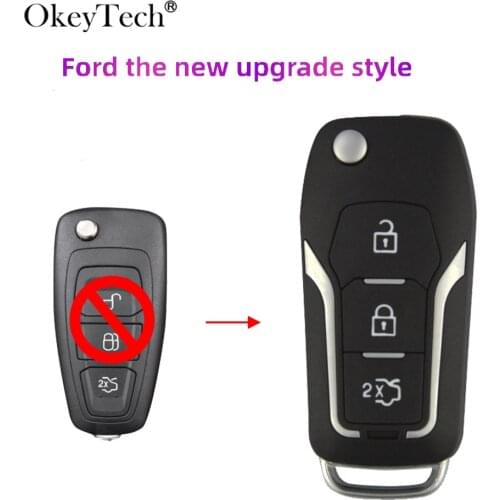 OkeyTech New 3 Buttons Modified Folding Remote Car Key Shell Cover For Ford F ocus Fiesta C max Mondeo Connect Uncut HU101 Blade