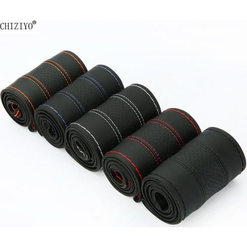 DIY Soft Microfiber Leather Steering Wheel Covers Braid Car Steering-wheel with Needles and Thread Interior Accessories