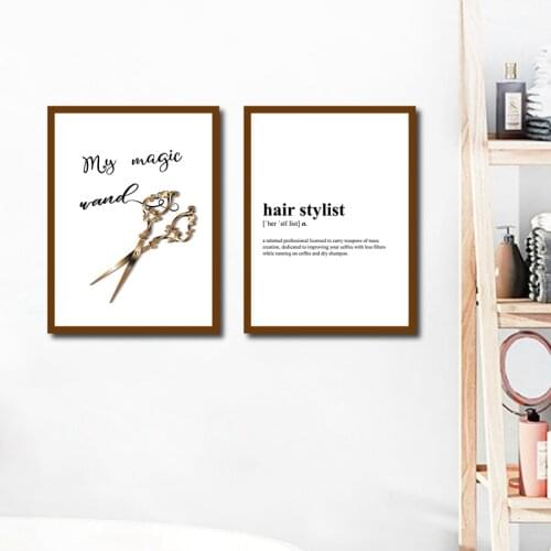 Hair Stylist Definition Quote Canvas Prints Hairdresser Gift Gold Scissors Poster Beauty Salon Wall Art Painting Spa Decor