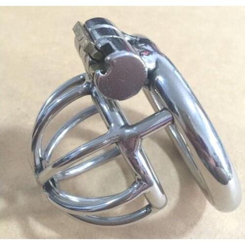 Latest Dormant Lock Design super short Male stainless steel cock penis cage Chastity Belt Device ring BDSM Sex toys