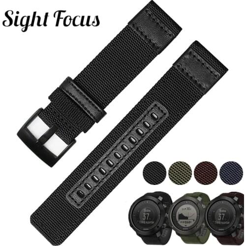 Sight Focus 24mm Nylon Watchband For Suunto TRAVERSE Series Alpha Spartan sport Suunto 9/brao Watch Strap Essential Band Black