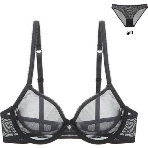 Dotvol Transparent Bra Women Sexy Brassiere Black Erotic Lingerie Set Underwire Underwear See-Through Panties BH Sutian B C D