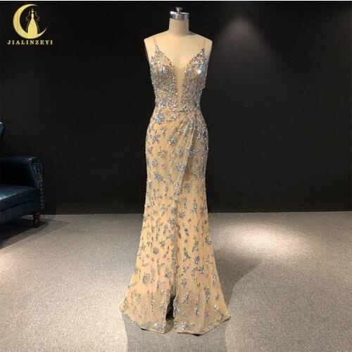 Rhine real Pictures Sexy Spaghetti stap Sliver vestido de noiva robe de soiree arabic evening dresses long