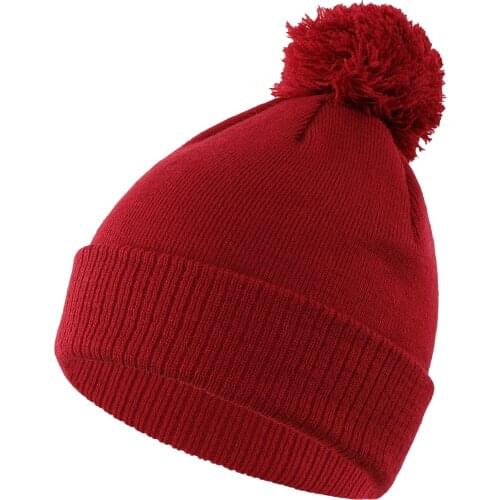 Connectyle Womens Girls New Cuff Beanie Hats Soft Warm Winter Hat Solid Knit Acrylic Watch Hat Pom Pom Daily Hat