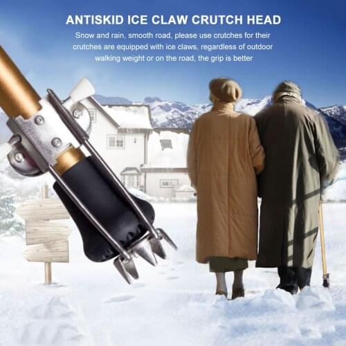 Ice Walking Claw Crampon Sticks Ice Snow Anti Slip Winter Hiking Grip Crutches Trekking Pole Accessories